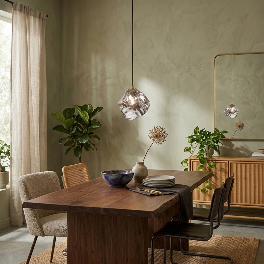 Полилей на кабел CRISTAL 1xE14/15W/230V месинг/димчато черен