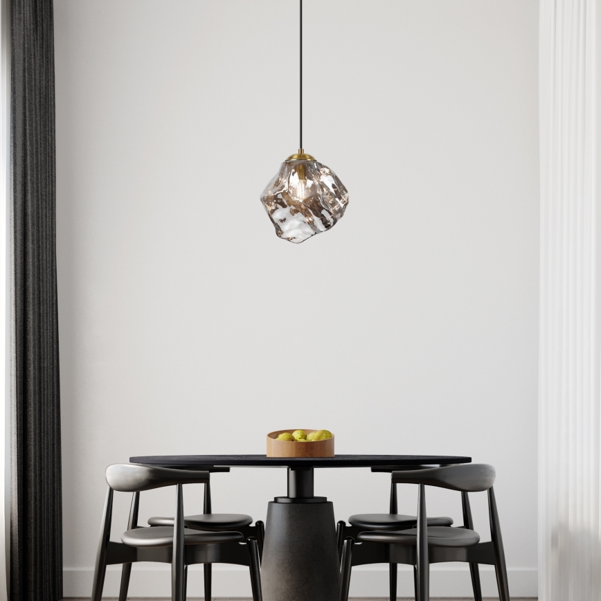 Полилей на кабел CRISTAL 1xE14/15W/230V месинг/димчато черен