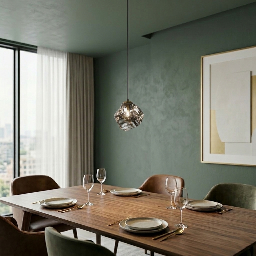 Полилей на кабел CRISTAL 1xE14/15W/230V месинг/димчато черен