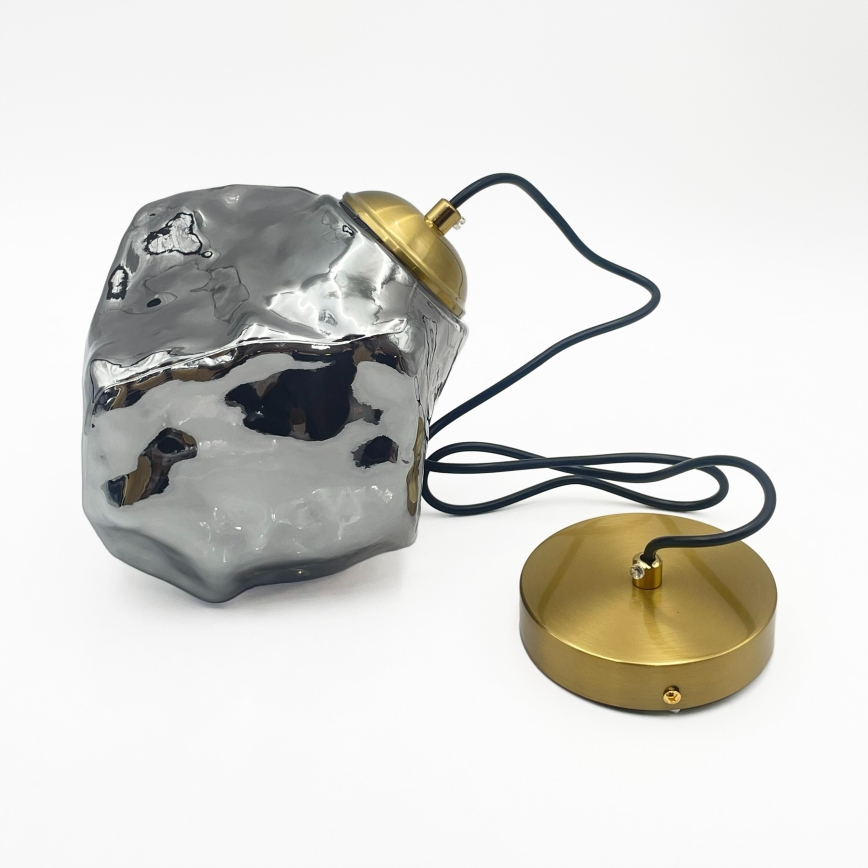 Полилей на кабел CRISTAL 1xE14/15W/230V месинг/димчато черен