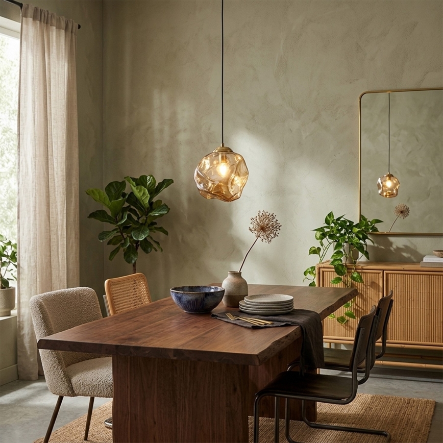 Полилей на кабел CRISTAL 1xE14/15W/230V месинг/димно бежово