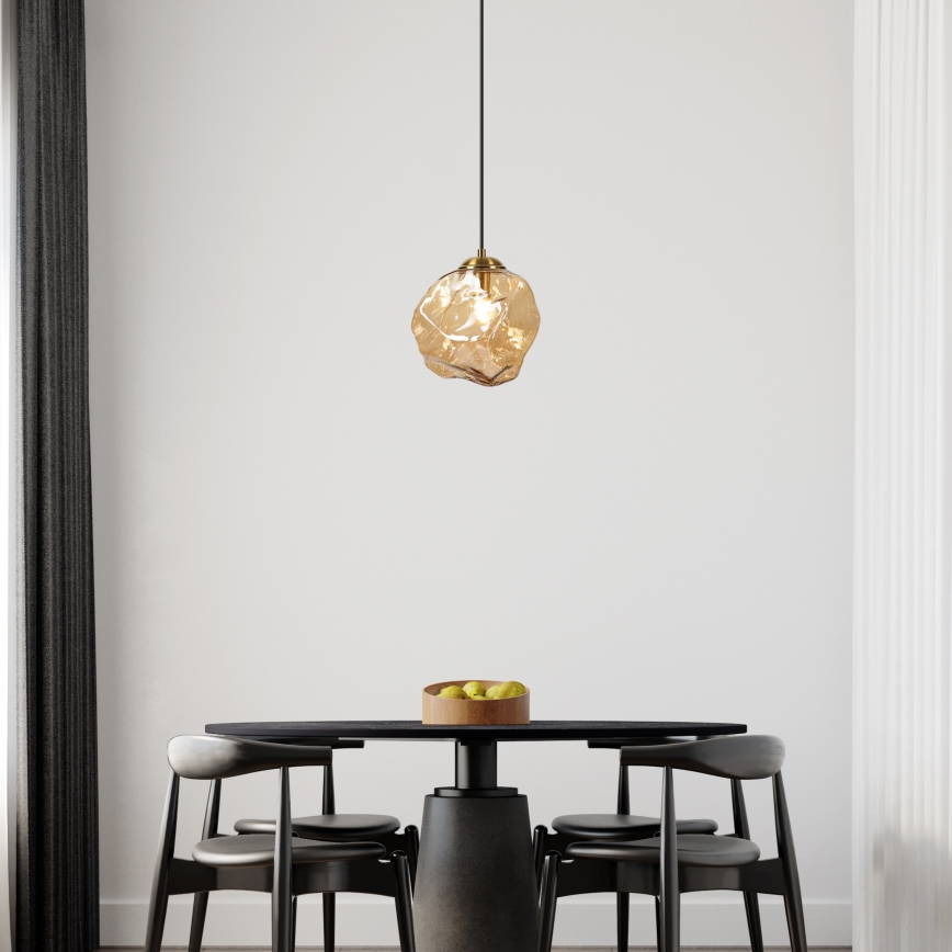 Полилей на кабел CRISTAL 1xE14/15W/230V месинг/димно бежово