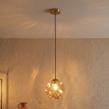 Полилей на кабел CRISTAL 1xE14/15W/230V месинг/опушено бежово