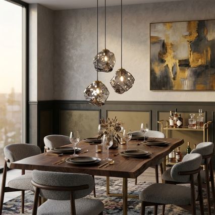 Полилей на кабел CRISTAL 3xE14/15W/230V месинг/димно черен