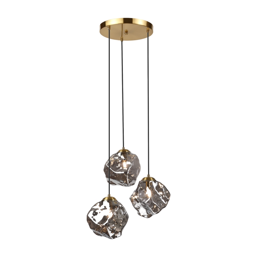 Полилей на кабел CRISTAL 3xE14/15W/230V месинг/димно черен