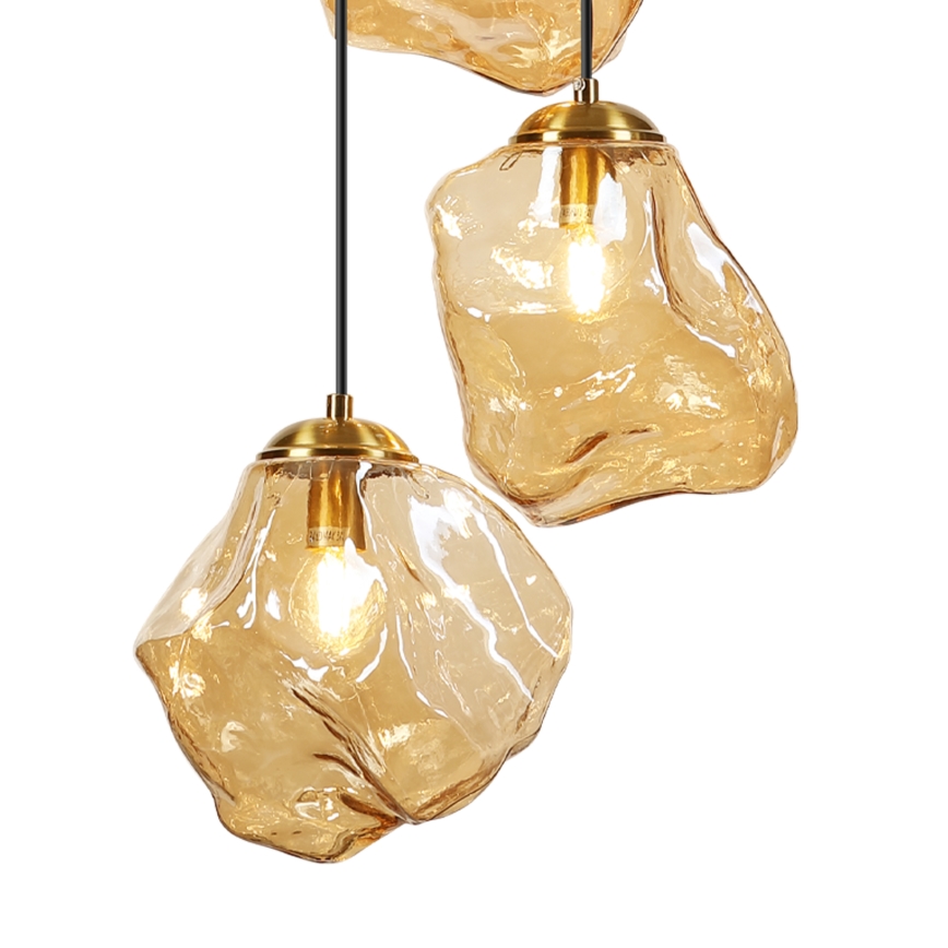 Полилей на кабел CRISTAL 5xE14/15W/230V месинг/димчато бежово