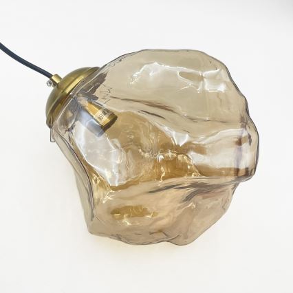 Полилей на кабел CRISTAL 5xE14/15W/230V месинг/димчато бежово