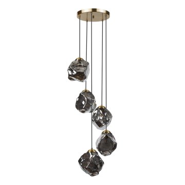 Полилей на кабел CRISTAL 5xE14/15W/230V месинг/димно черно