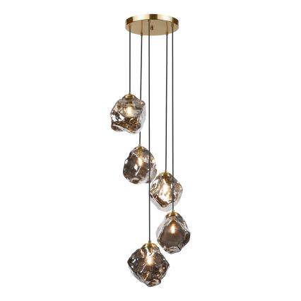 Полилей на кабел CRISTAL 5xE14/15W/230V месинг/димно черно