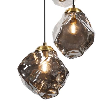 Полилей на кабел CRISTAL 5xE14/15W/230V месинг/димно черно