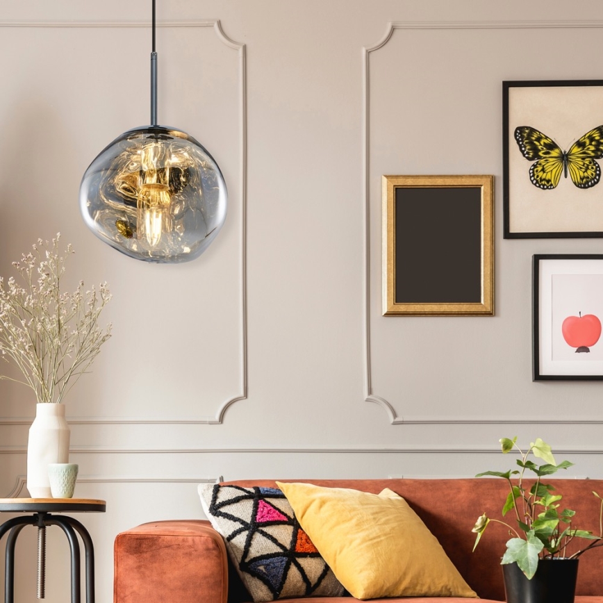 Полилей на кабел CRUMPLED 1xE27/24W/230V, Ø 18 см, опушен