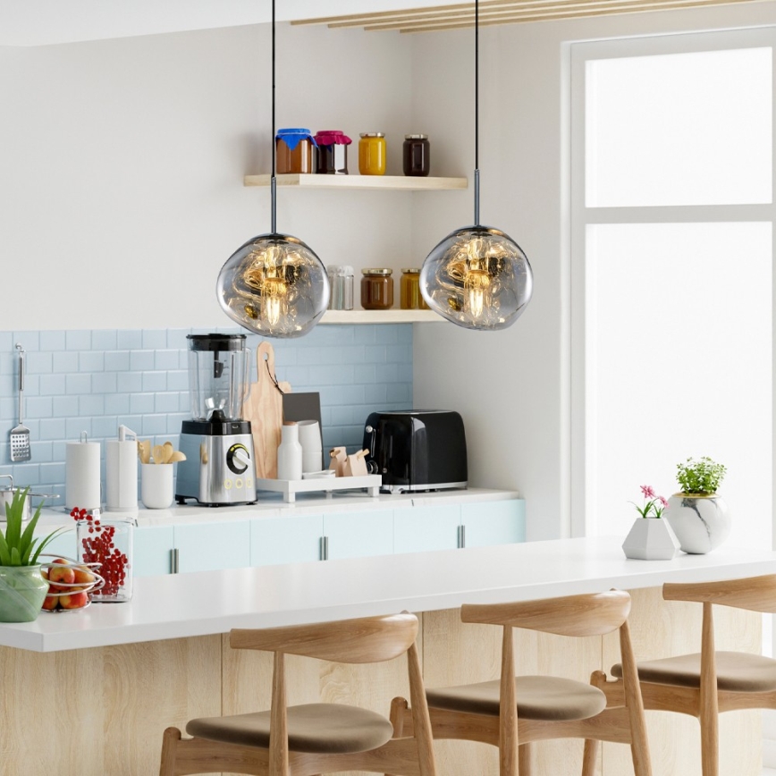 Полилей на кабел CRUMPLED 1xE27/24W/230V, Ø 18 см, опушен