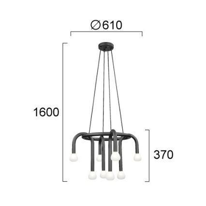 Полилей на кабел DELORI 8xG9/28W/230V черен