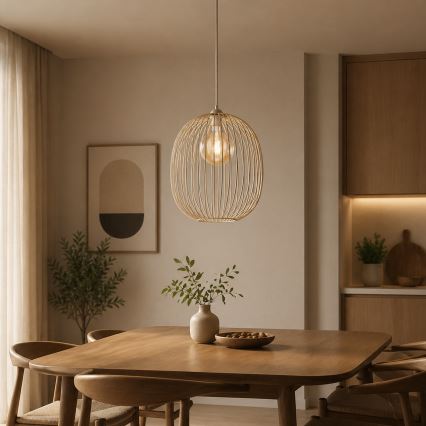 Полилей на кабел DESTELLO 1xE27/15W/230V Ø 33 см бежов