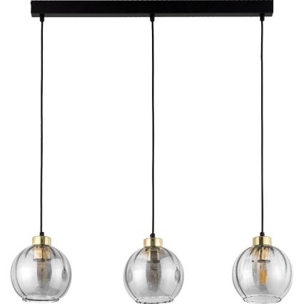 Полилей на кабел DEVI 3xE27/15W/230V черен/опушен