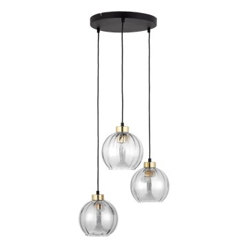 Полилей на кабел DEVI 3xE27/15W/230V черен/прозрачен