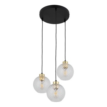 Полилей на кабел DEVON 3xE27/15W/230V черен/прозрачен