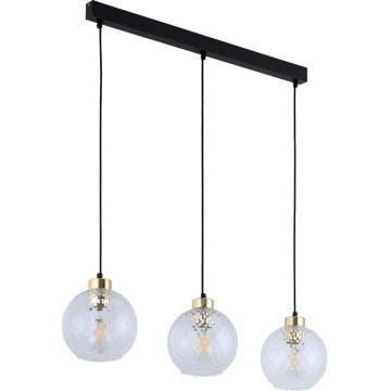 Полилей на кабел DEVON 3xE27/15W/230V черен/прозрачен
