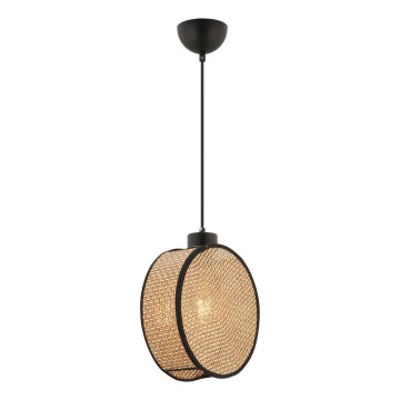 Полилей на кабел DRUM 1xE27/60W/230V кафяв/черен