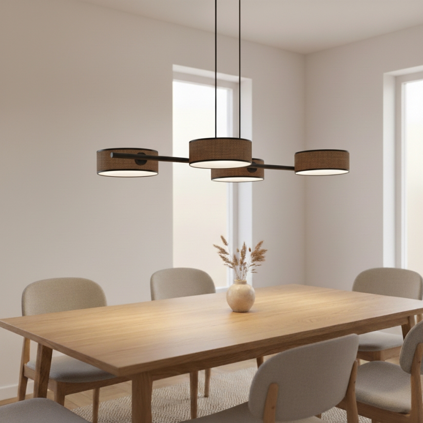 Полилей на кабел DRUMZ 4xE14/10W/230V, кафяв