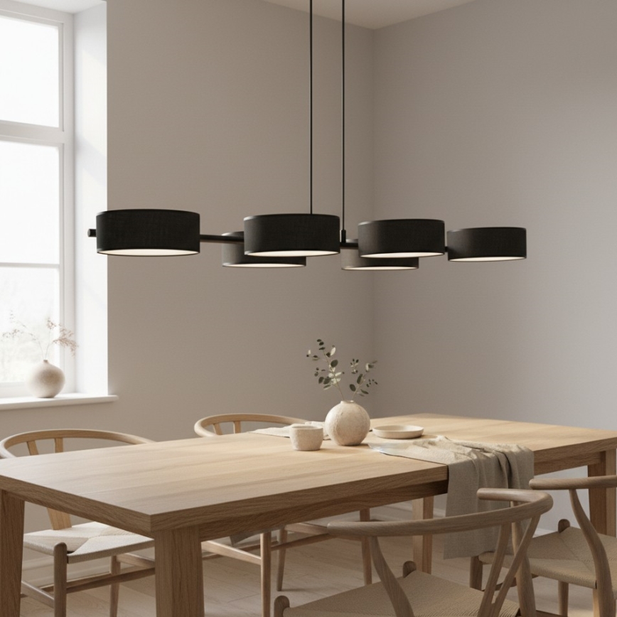 Полилей на кабел DRUMZ 6xE14/10W/230V черен