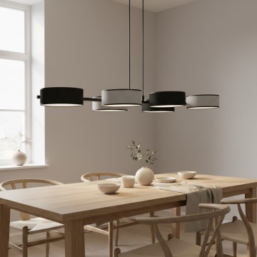 Полилей на кабел DRUMZ 6xE14/10W/230V черен/сив