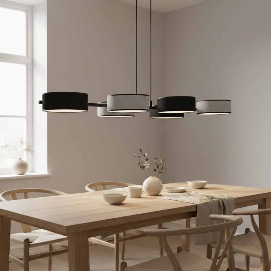 Полилей на кабел DRUMZ 6xE14/10W/230V черен/сив