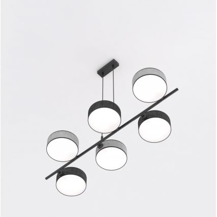 Полилей на кабел DRUMZ 6xE14/10W/230V черен/сив