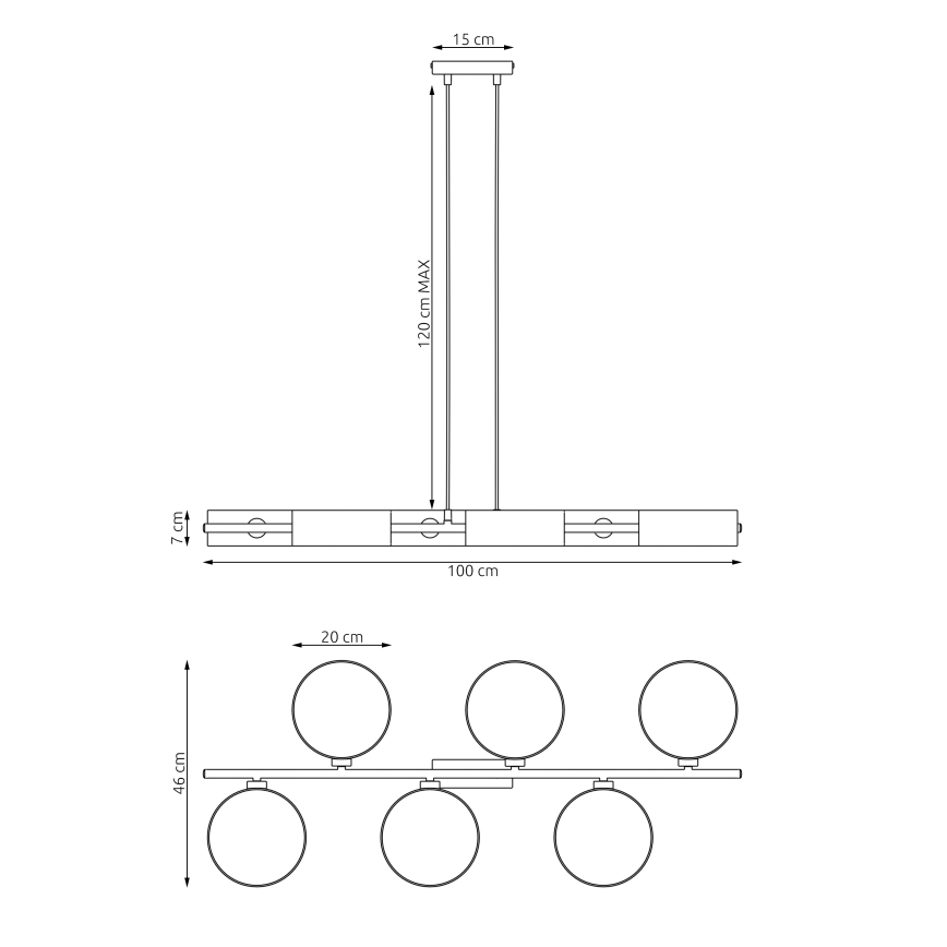Полилей на кабел DRUMZ 6xE14/10W/230V черен/сив