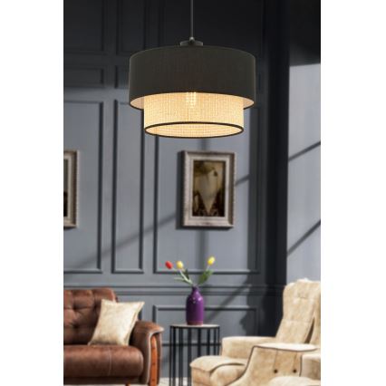 Полилей на кабел ECHO 1xE27/60W/230V, черен/бежов