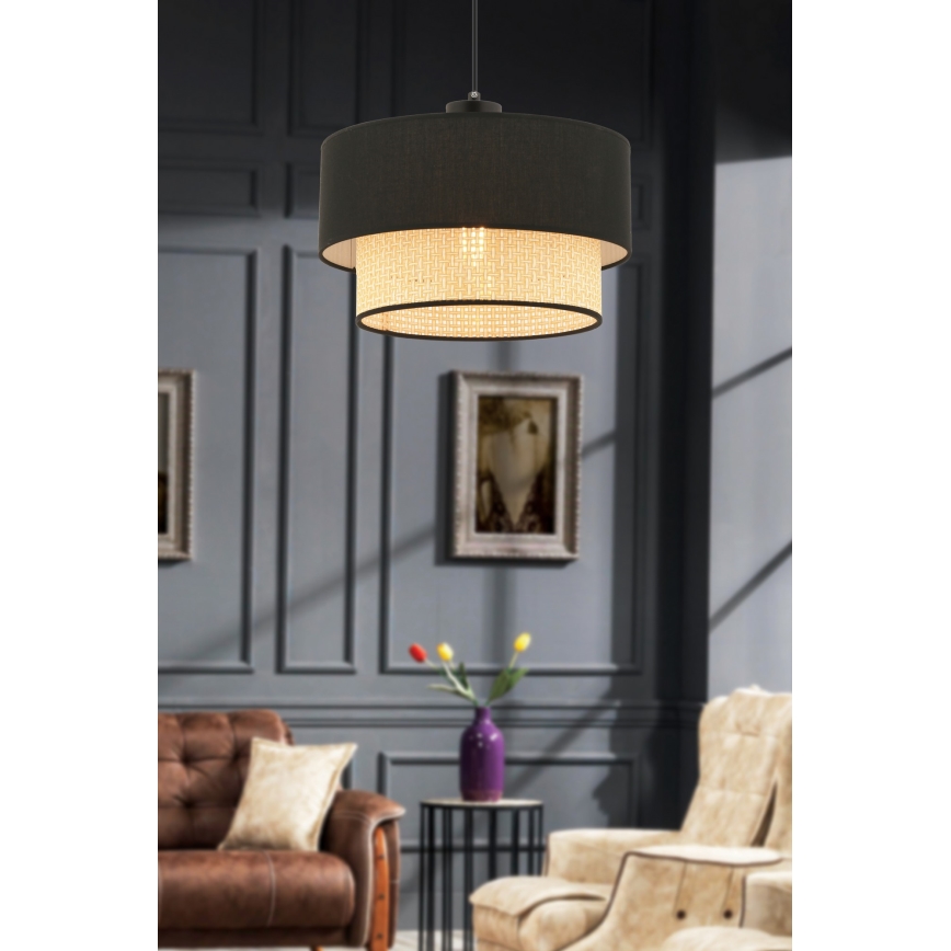 Полилей на кабел ECHO 1xE27/60W/230V, черен/бежов