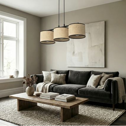 Полилей на кабел ECO 3xE27/15W/230V бежов/ратан