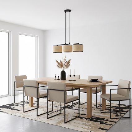 Полилей на кабел ECO 3xE27/15W/230V бежов/ратан