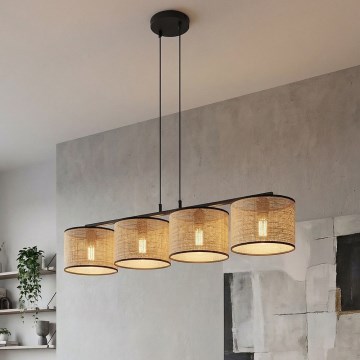 Полилей на кабел ECO 4xE27/15W/230V бежов/ратан