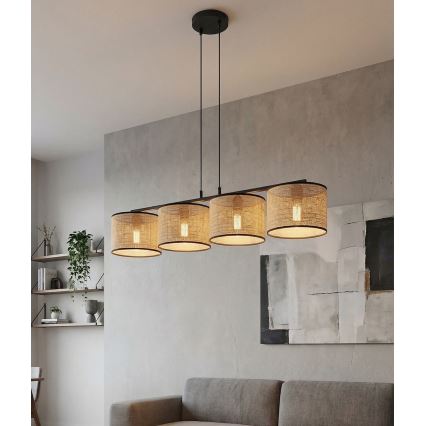 Полилей на кабел ECO 4xE27/15W/230V бежов/ратан