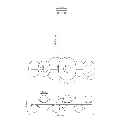 Полилей на кабел ELEMENTI 6xG9/8W/230V бежов