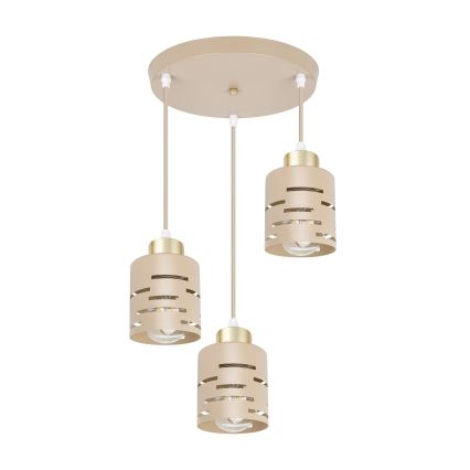 Полилей на кабел ELEN 3xE27/35W/230V Ø 29 см, бежово/златисто