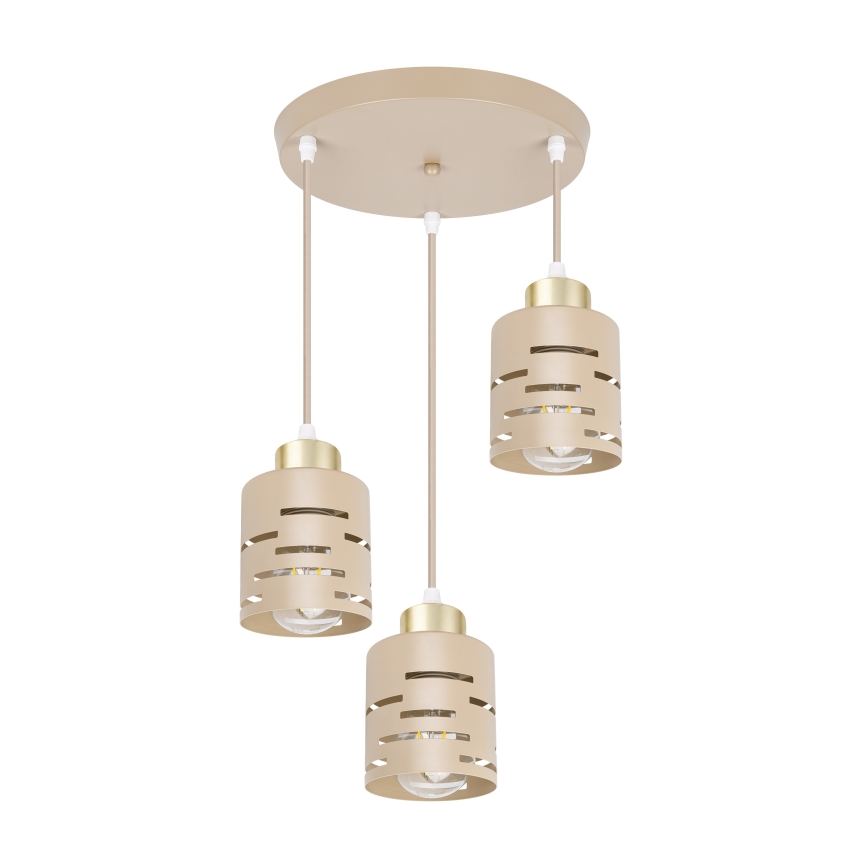 Полилей на кабел ELEN 3xE27/35W/230V Ø 29 см, бежово/златисто