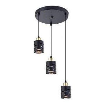 Полилей на кабел ELEN 3xE27/35W/230V Ø 29 см черно/златисто