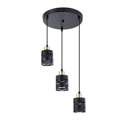 Полилей на кабел ELEN 3xE27/35W/230V Ø 29 см черно/златисто