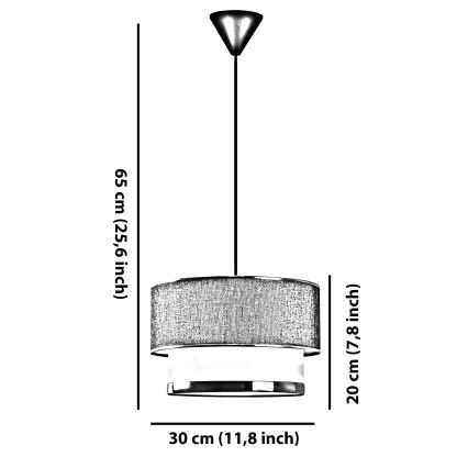 Полилей на кабел ERO 1xE27/60W/230V черен/бежов