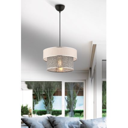 Полилей на кабел ERO 1xE27/60W/230V кремав/сив