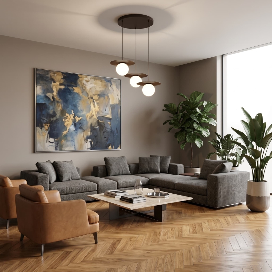 Полилей на кабел FLAT 3xE27/15W/230V кафяв