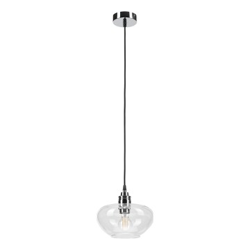 Полилей на кабел FLO 1xE27/15W/230V лъскав хром/прозрачен