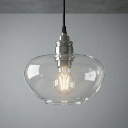Полилей на кабел FLO 1xE27/15W/230V лъскав хром/прозрачен