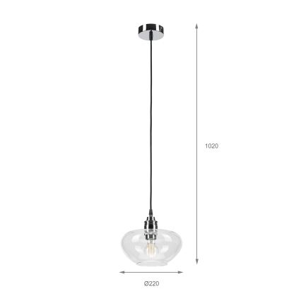 Полилей на кабел FLO 1xE27/15W/230V лъскав хром/прозрачен