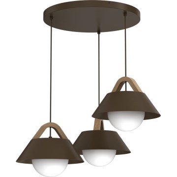 Полилей на кабел FUNDA 3xE27/15W/230V кафяв