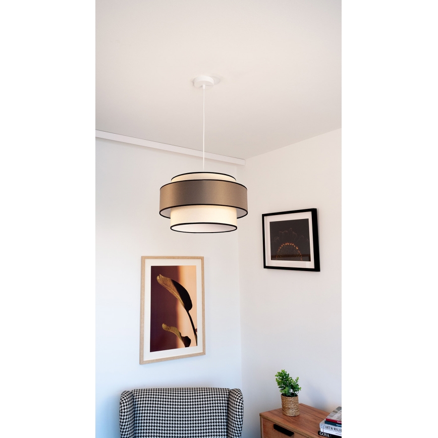 Полилей на кабел GRACE 1xE27/60W/230V, Ø 40 см, кремав/сив