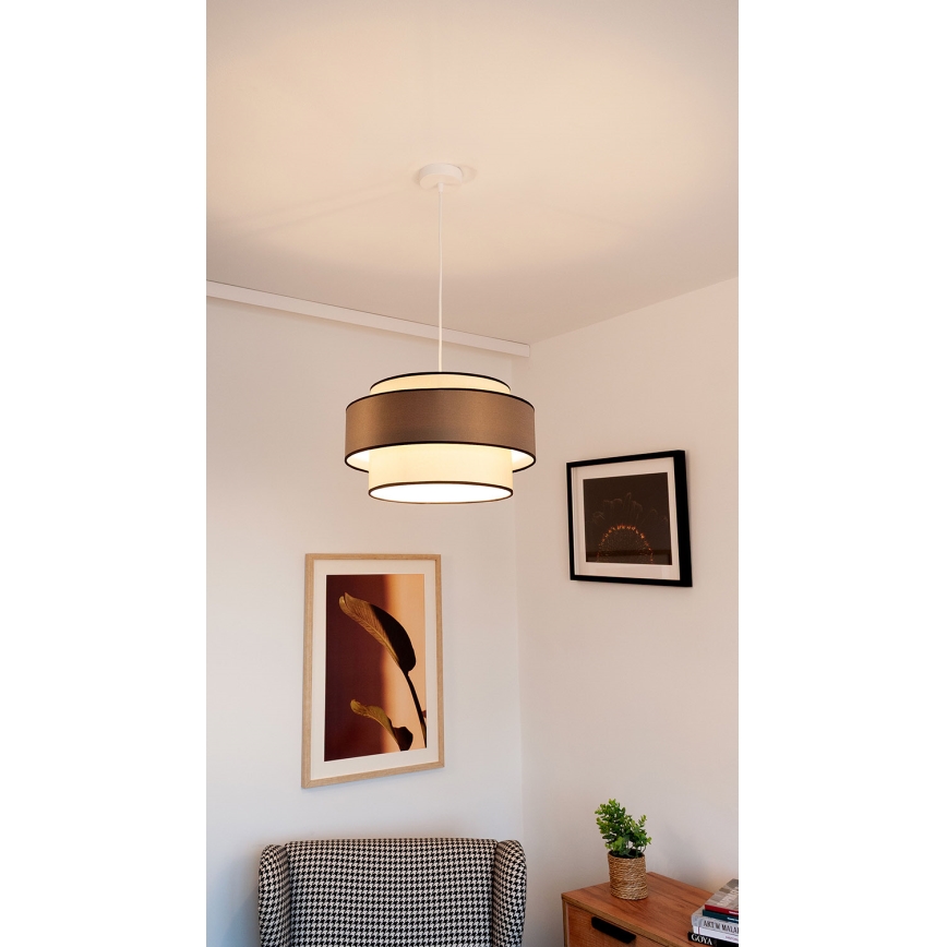 Полилей на кабел GRACE 1xE27/60W/230V, Ø 40 см, кремав/сив