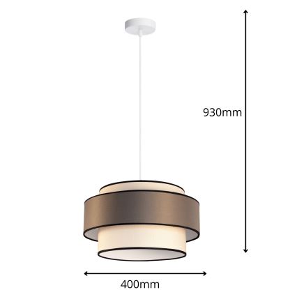 Полилей на кабел GRACE 1xE27/60W/230V, Ø 40 см, кремав/сив